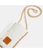 Pochette de téléphone en Nylon écru/orange - 19x11 cm