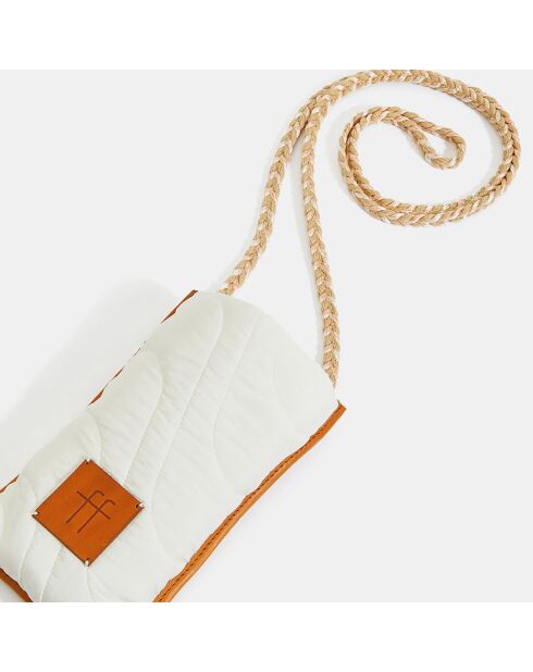Pochette de téléphone en Nylon écru/orange - 19x11 cm