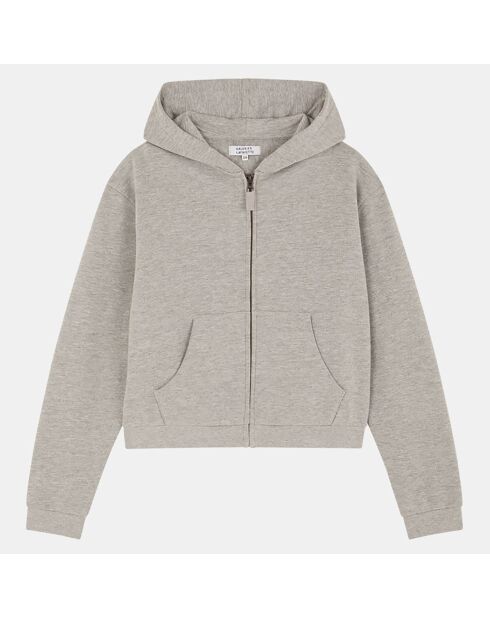 Sweat zippé Cecilia court gris chiné