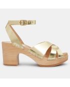 Sabots en Cuir Ybiza dorés - Talon 7,5 cm