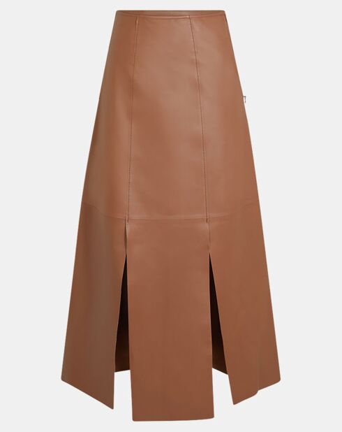 Jupe en Cuir d'Agneau Lunes camel