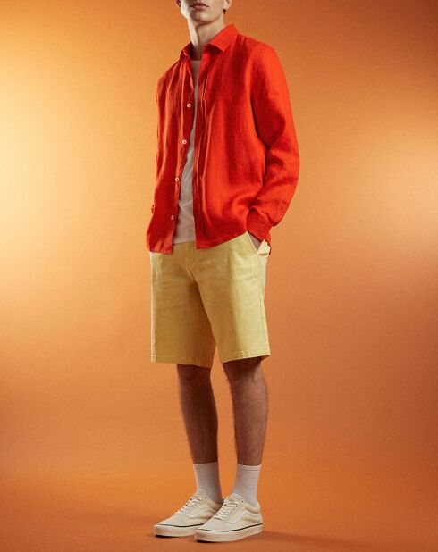Bermuda en Coton Bio Pumuda basic jaune clair