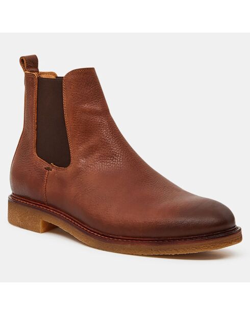 Chelsea Boots en Cuir crêpe camel