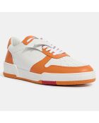 Baskets en Cuir blanc/orange