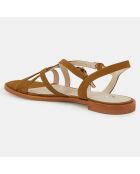 Sandales plates en Cuir marron
