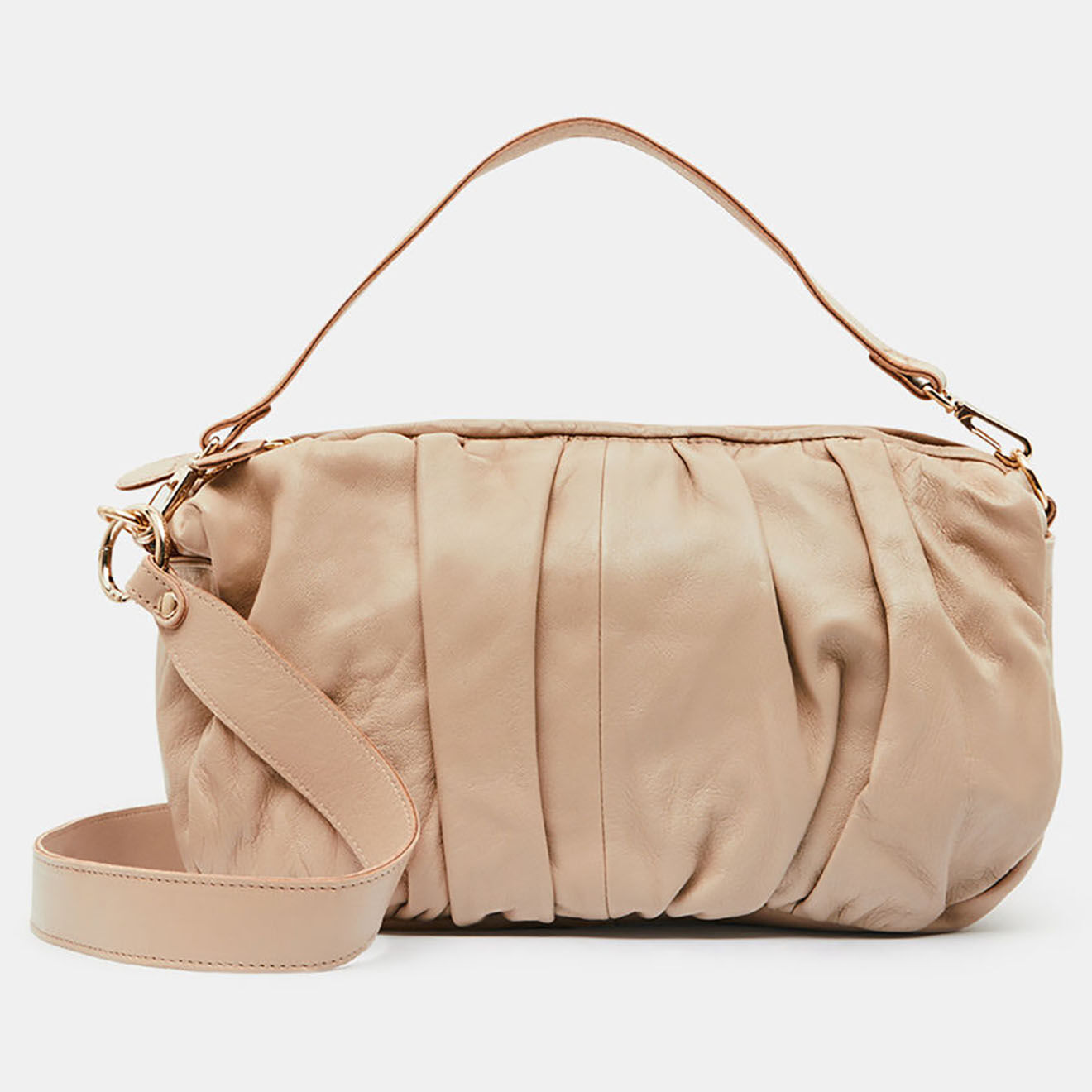 Sac besace en Cuir Craie beige rose 29x10x16 cm