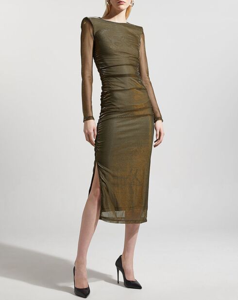 Khakifarbenes Lurex-Kleid Elvira