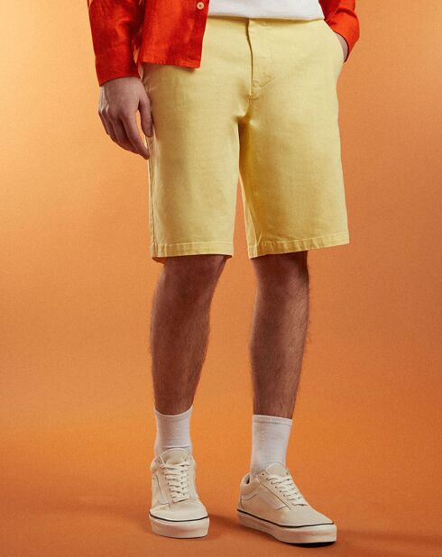 Bermuda en Coton Bio Pumuda basic jaune clair