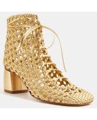 Boots en Cuir Hand-woven Chic Ankle dorées - Talon 5,5 cm