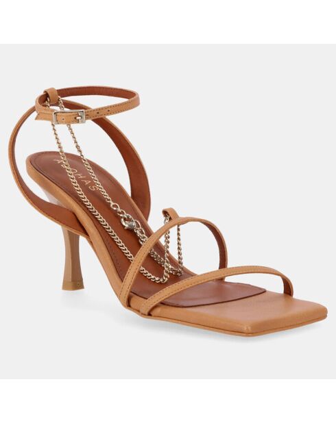 Sandales en Cuir Loan camel - Talon 8 cm