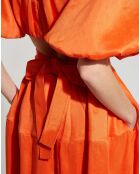 Robe midi en Lin mélangé Cosette Tie Back ouverte dos orange