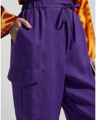 Pantalon en Lin mélangé fluide Cargo violet
