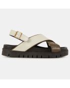 Sandales en Cuir blanc/kaki