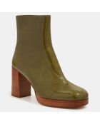 Bottines en Cuir vert kaki - Talon 8.5 cm