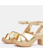 Sabots en Cuir Ybiza dorés - Talon 7,5 cm