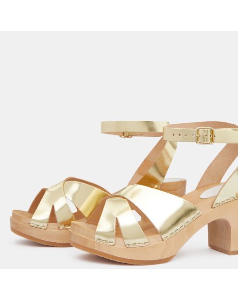 Ybiza gouden leren klompen - hak van 7,5 cm