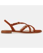 Sandales plates en Cuir orange brique
