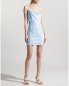 Robe mini satinée Vivienne bleu ciel