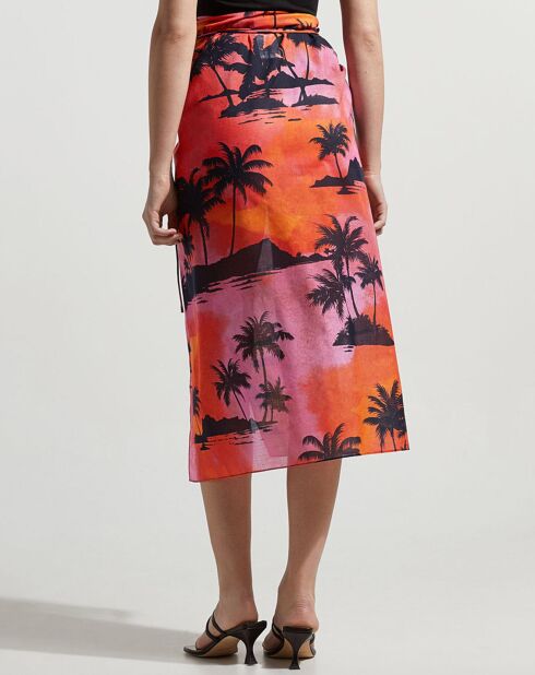 Jupe midi Jacky Wrap rose/noir