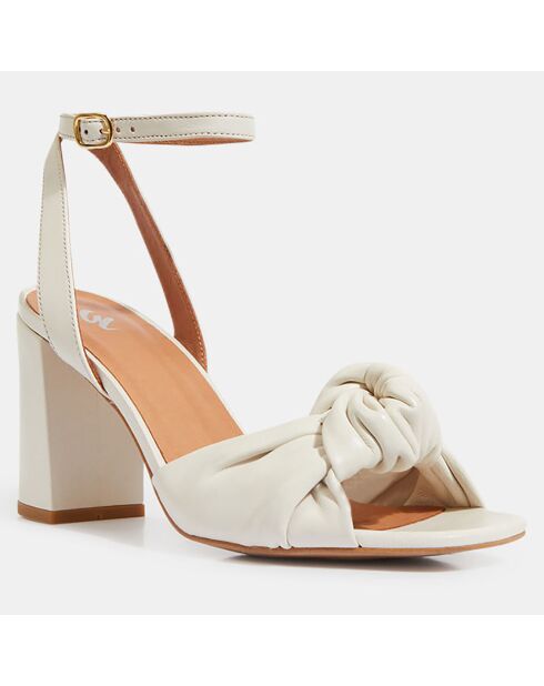 Witte leren sandalen - hak 8,5 cm