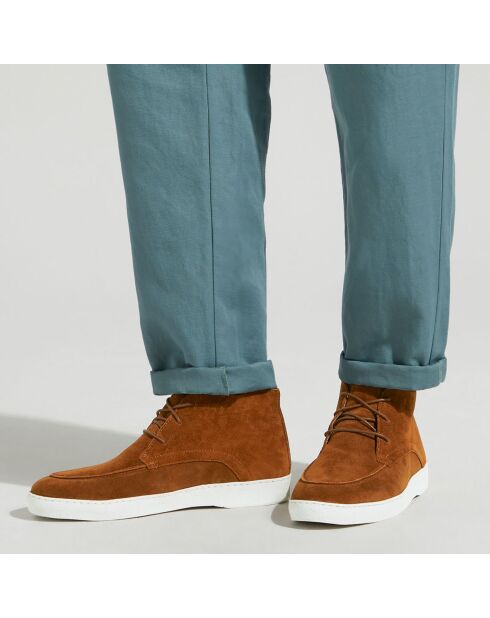 Derbies en Velours de Cuir mid camel