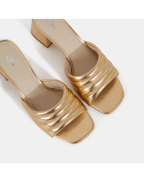 Sabot con tacco in pelle trapuntata dorata - tacco 6 cm