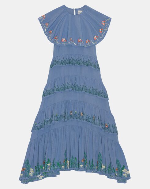 Robe en Lin mélangé Algue bleue