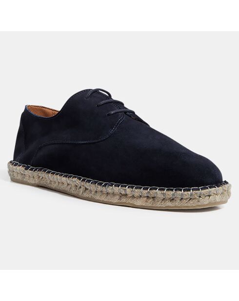 Espadrilles en Velours de Cuir bleu marine