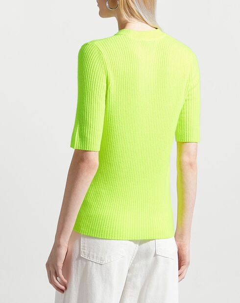 Pull en Laine & Cachemire Tacha col danseuse jaune fluo