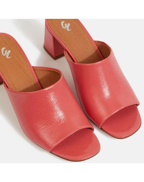 Snoeproze muiltjes van leer met hak - hak van 6 cm