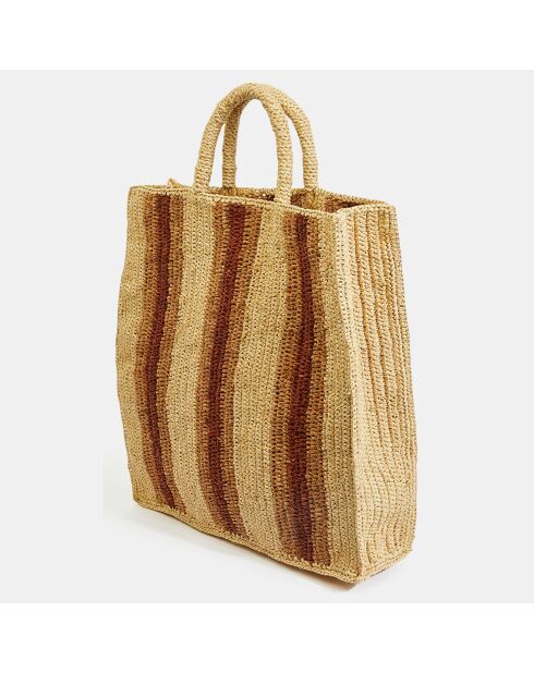 Sac cabas Airo rayé Tricolore marron/multicolore - 35x15x40 cm
