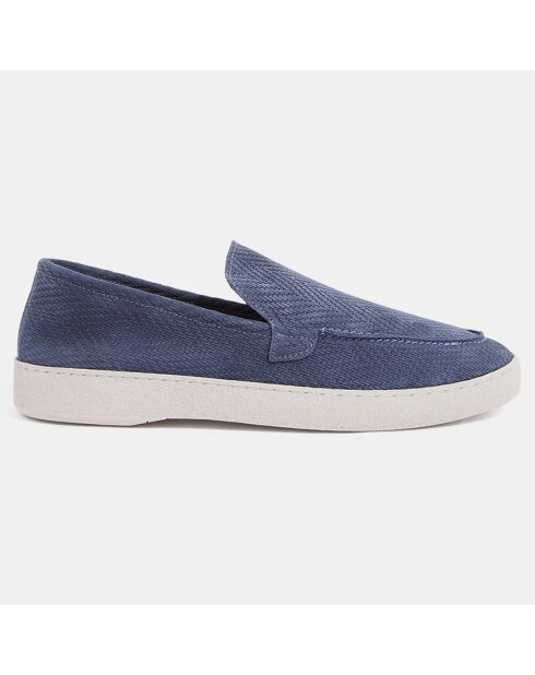 Mocassins en Velours de Cuir embossés bleu jean