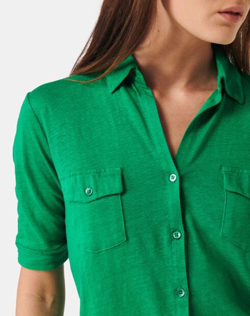Chemise en Lin mélangé verte