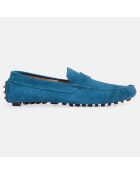 Mocassins en Velours de Cuir Diego bleus