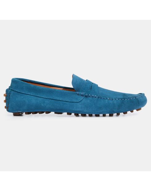 Mocassins en Velours de Cuir Diego bleus