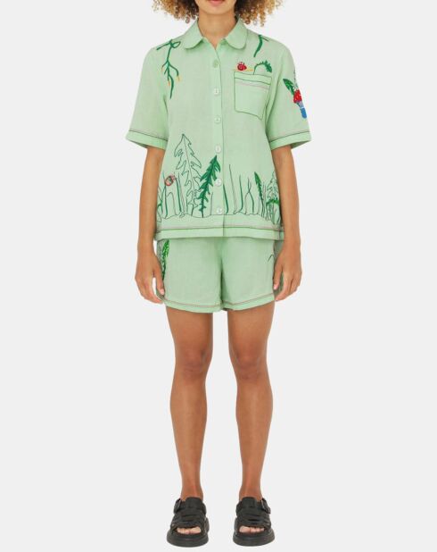 Short en Lin mélangé Aleta vert clair