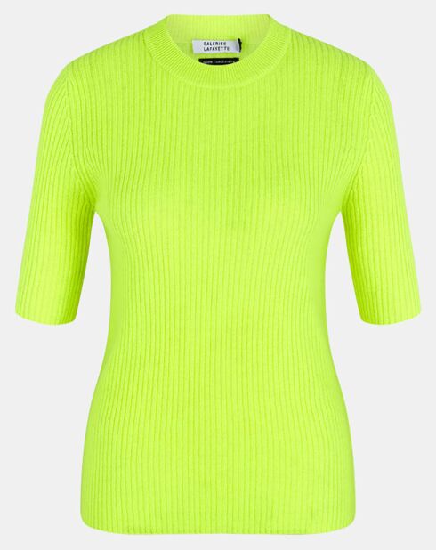 Pull en Laine & Cachemire Tacha col danseuse jaune fluo