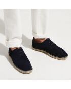 Espadrilles en Velours de Cuir bleu marine