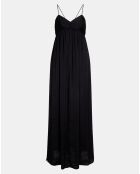 Robe en Crépon de Soie mélangée Pinstri noire