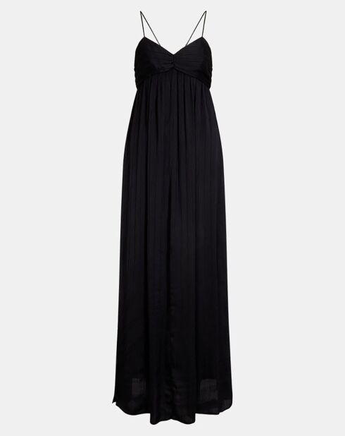 Robe en Crépon de Soie mélangée Pinstri noire