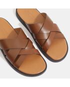 Mules en Cuir June cognac