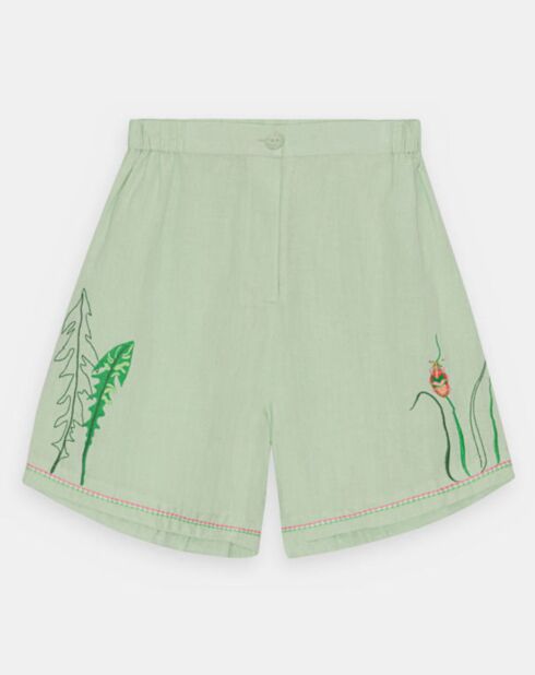 Short en Lin mélangé Aleta vert clair