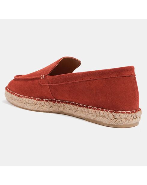 Mocassins espadrilles en Velours de Cuir orange brique