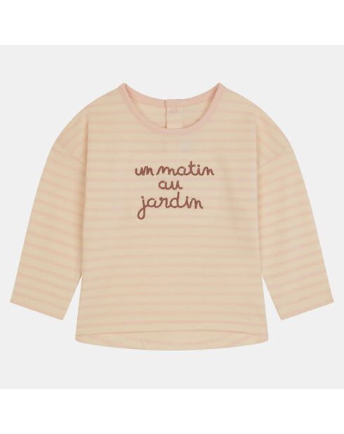 T-Shirt en Coton Bio Alamo ml print écru/rose