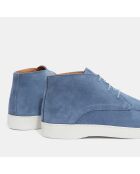 Derbies en Velours de Cuir mid bleu jean