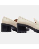 Mocassins en Cuir Chunky écrus - Talon 7 cm