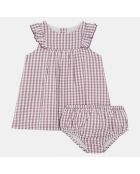 Robe en Coton Bio Anoula bis clt vichy écru/violet