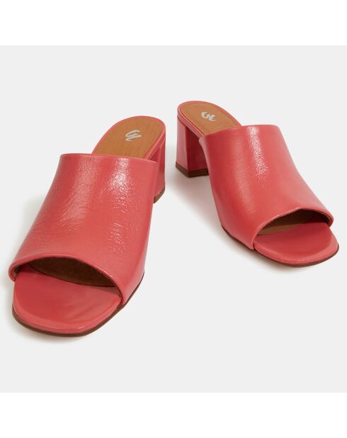 Mules à talon en Cuir rose bonbon - Talon 6 cm