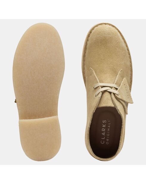 Beige fluwelen leren woestijnlaarzen