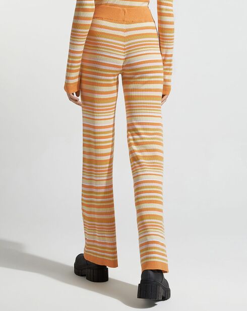 Pantalon en Maille côtelée Awa rayé multicolore